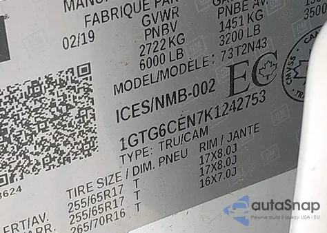 2019 GMC Canyon Sle from USA, damaged, VIN 1GTG6CEN7K1242753